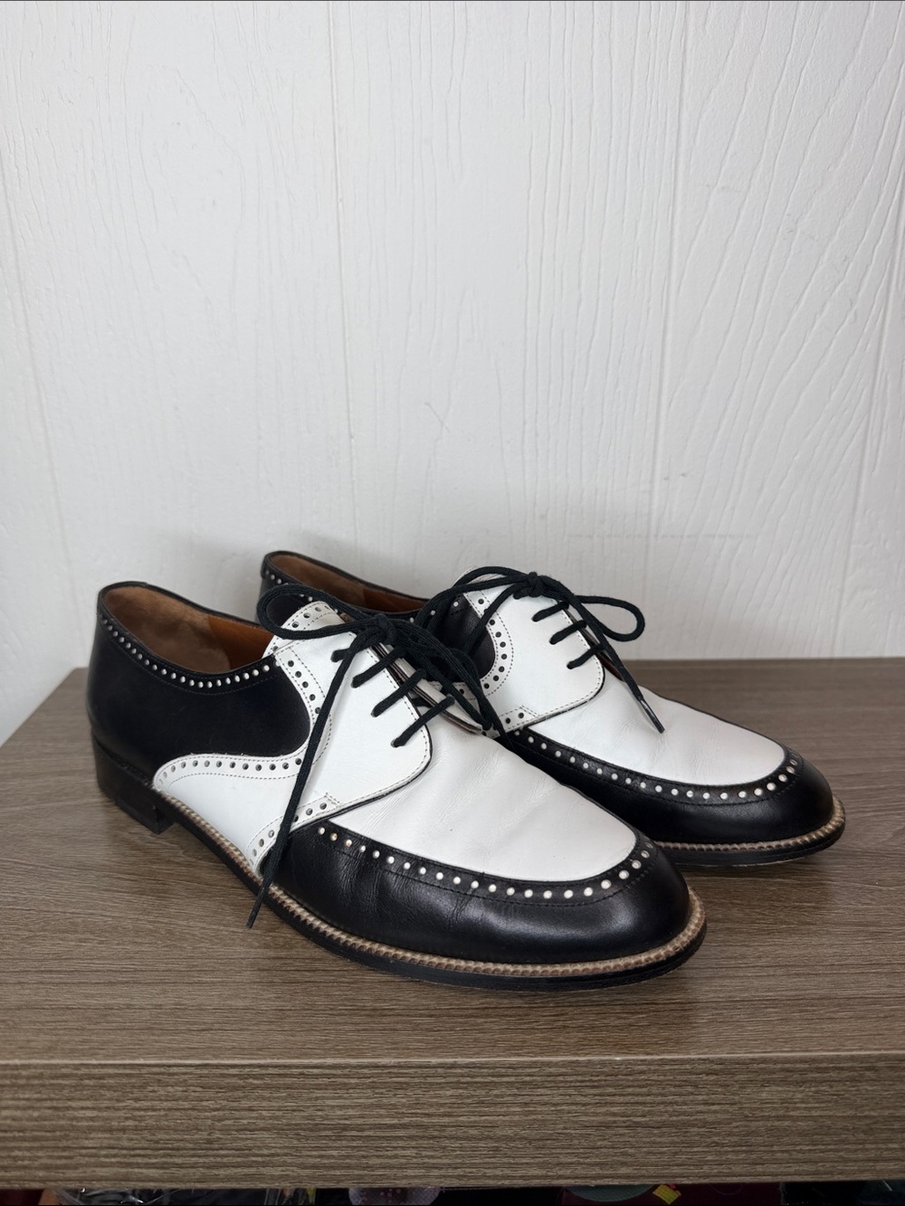 Fratelli Rossetti Black and White Two-Tone Brogue Derbys 38